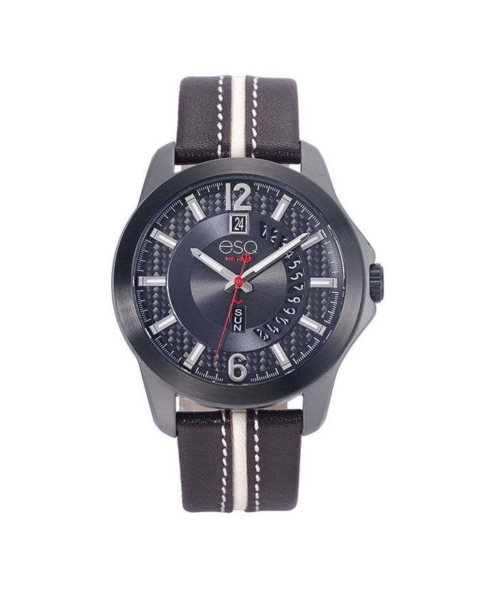ESQ Men s Stainless Steel Watch Grey Dial Day and Date Windows