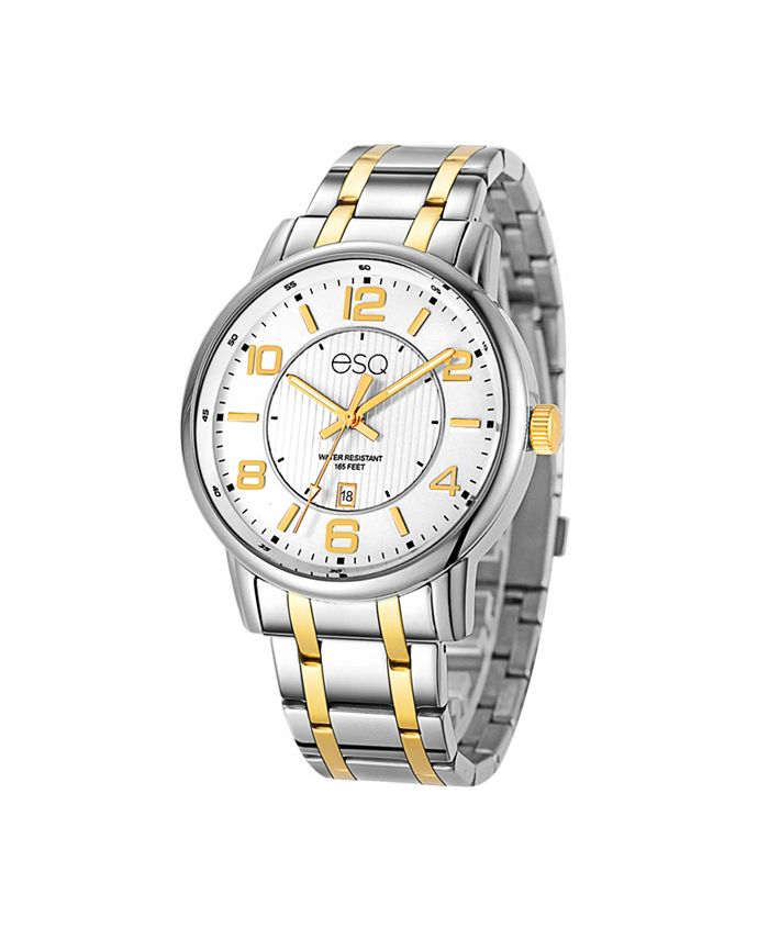 ESQ Men's Two-Tone IP Stainless Steel Bracelet Watch with White Dial ...