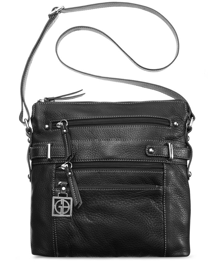 Giani Bernini Pebble Leather Multi Zip Pocket Crossbody, Created for