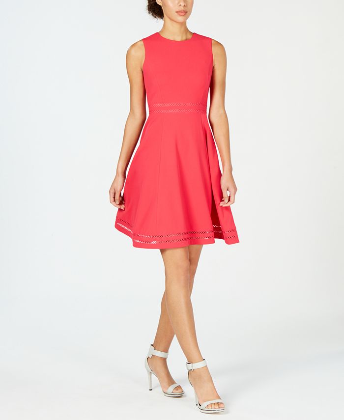 Calvin Klein Illusion-Trim Fit & Flare Dress & Reviews - Dresses - Women -  Macy's