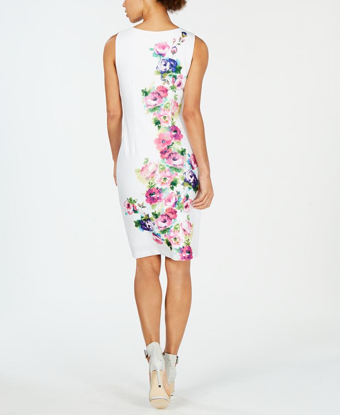Calvin Klein Floral Printed Sheath Dress - Macy's