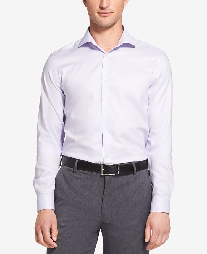 Calvin Klein Men's Steel Slim-Fit Non-Iron Stain Shield Solid Dress Shirt Gray Size 15.5X34-35 main image 1