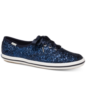 Kate Spade Keds For  New York Glitter Lace-up Sneakers In Navy
