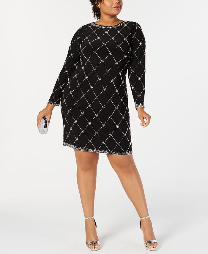 Embellished top shift dress
