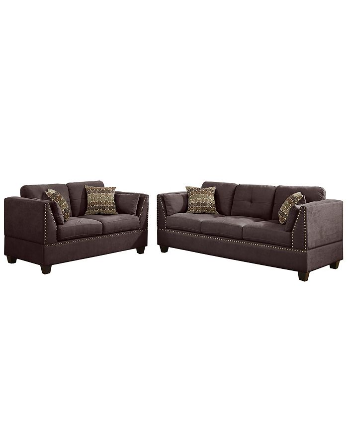Poundex Bobkona Zenda Velvet 2Piece Sofa And Loveseat Set Macy's