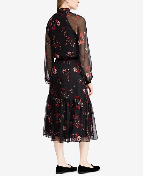 lauren ralph lauren botanical print georgette gown