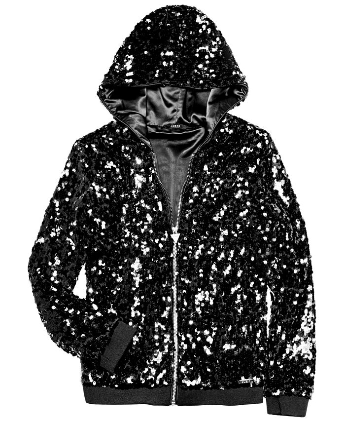 GUESS Big Girls Sequin Hoodie - Macy's