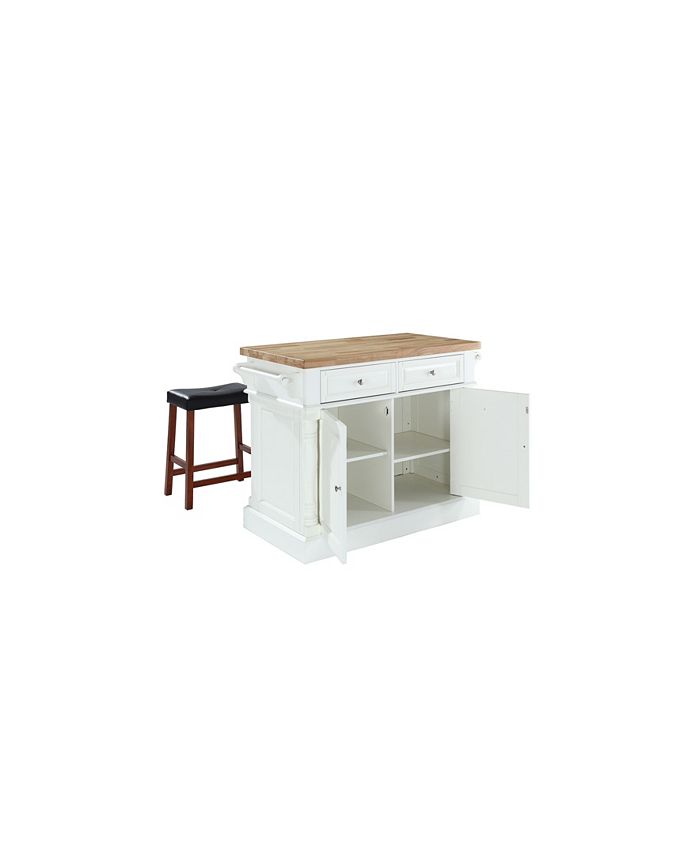 Crosley Oxford Butcher Block Top Kitchen Island With 24" Upholstered