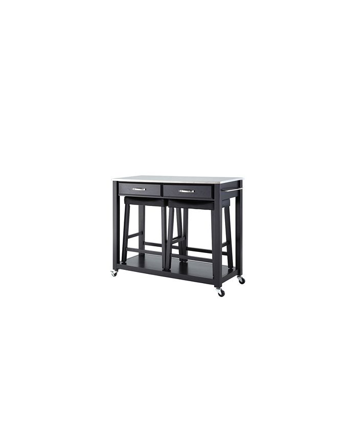 Crosley Stainless Steel Top Kitchen Cart Island With 24" Upholstered