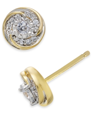 image of Diamond Swirl Round Stud Earrings (1/4 ct. t.w.) in 10k Gold