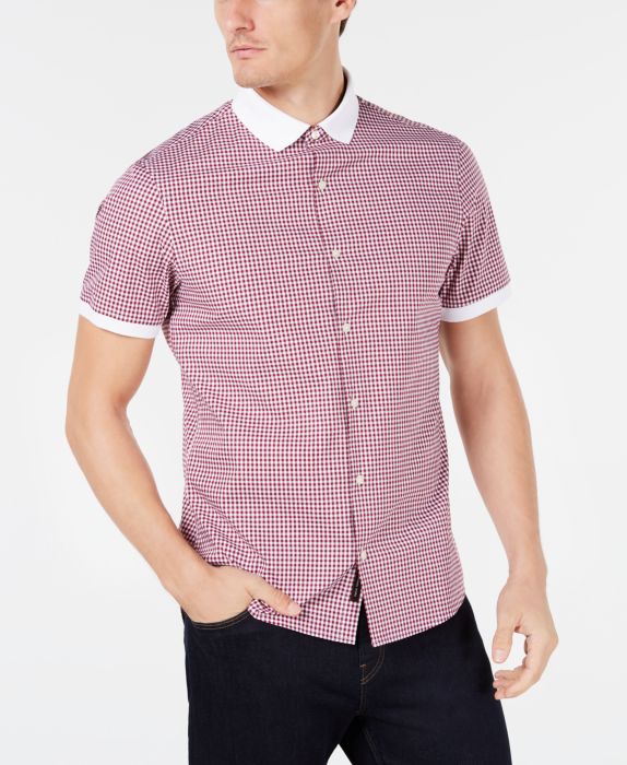 Michael kors men's stretch gingham hot sale check shirt