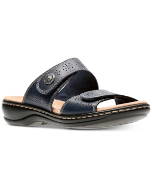 Clarks Collections Women s Leisa Lacole Flat Sandals Women s Shoes In Navy Leather ModeSens