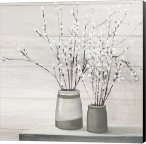 Willow Still Life Gray Pots Shiplap By Julia Purinton Canvas Art