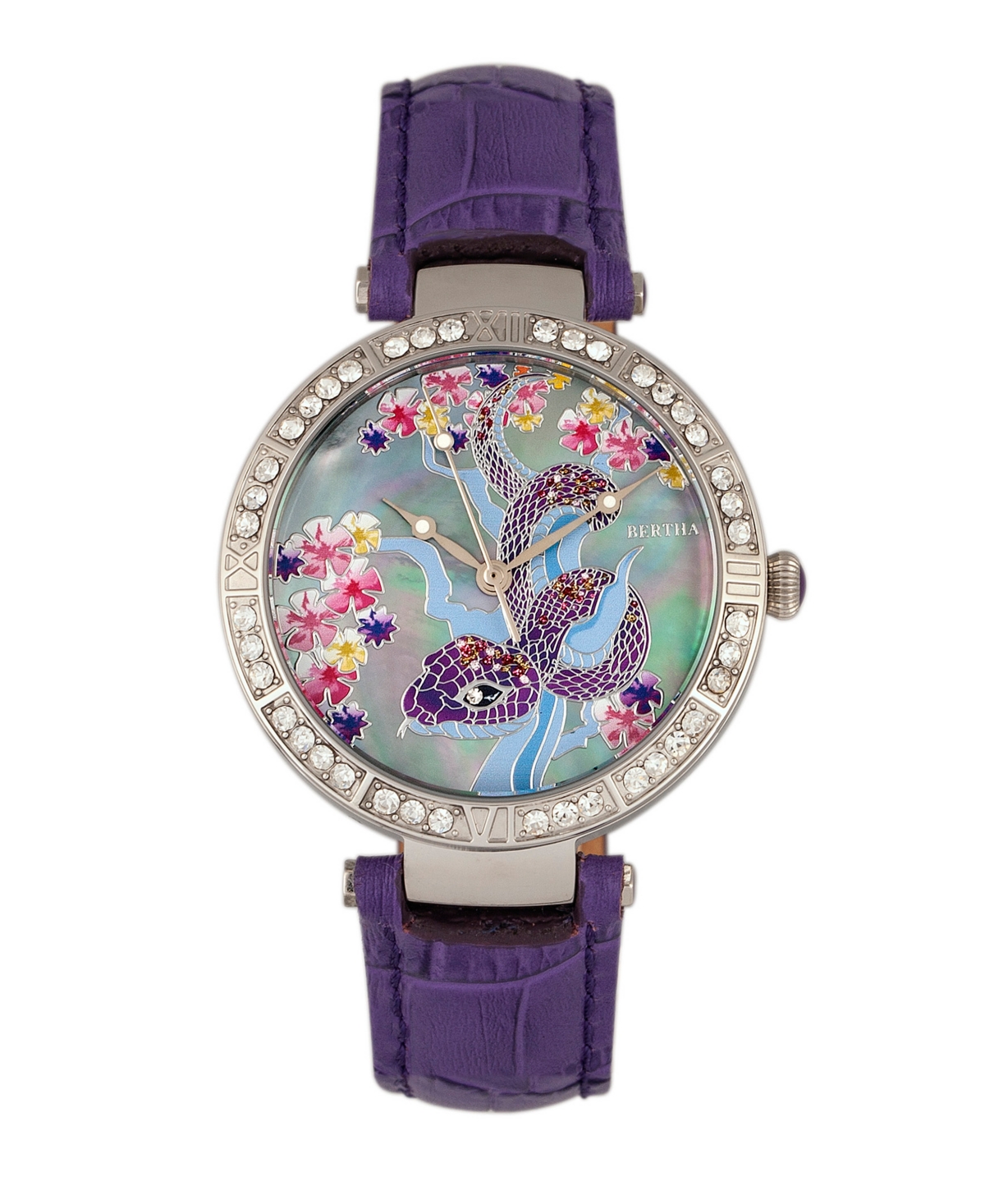 Bertha Quartz Mia Collection Purple Leather Watch 38Mm