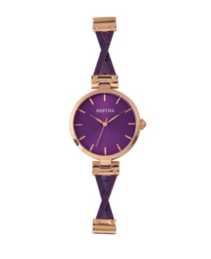 image of Bertha Quartz Amanda Collection Rose Gold And Purple Leather Watch 36Mm