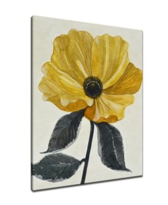 'Elegant Poppy IV' Yellow Floral Canvas Wall Art, 30x20"