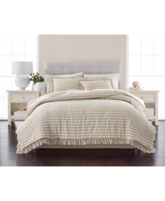 Martha Stewart Collection - Seersucker Stripe Oat 8-Pc. California King Comforter Set