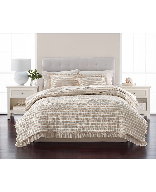 Martha Stewart Collection Seersucker Stripe 8 Pc Oat Comforter