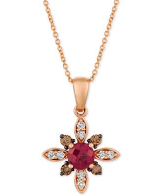 Le Vian - Rhodolite Garnet (5/8 ct. t.w.) & Diamond (1/4 ct. t.w.) 18" Pendant Necklace in 14k Rose Gold