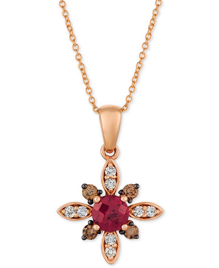 Le Vian - Rhodolite Garnet (5/8 ct. t.w.) & Diamond (1/4 ct. t.w.) 18" Pendant Necklace in 14k Rose Gold