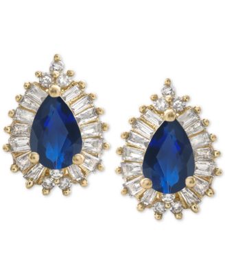 Macy's - Gemstone (1 ct. t.w.) & Diamond (1/3 ct. t.w.) Stud Earrings in 14k Gold