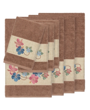 Linum Home Caroline 8-pc. Embroidered Turkish Cotton Bath And Hand Towel Set Bedding In Latte