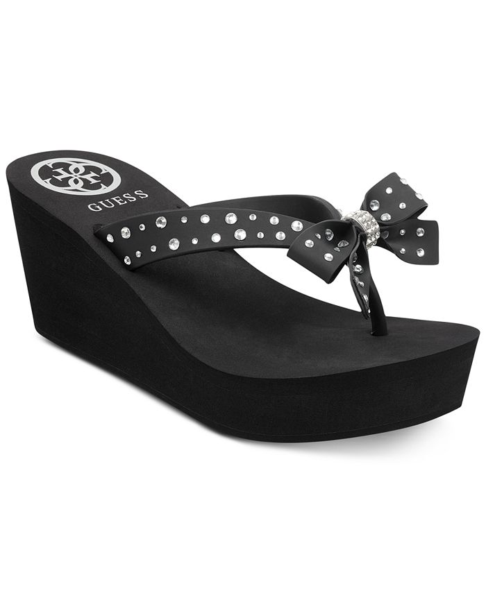 GUESS Women's Siarra Flip-Flop Wedge Sandals - Macy's