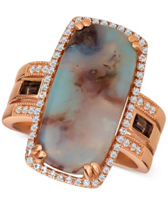 Le Vian - Ske Aquaprase (21 x 10mm) & Multi-Gemstone (1/2 ct. t.w.) Ring in 14k Rose Gold