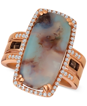 image of Le Vian Sky Aquaprase (21 x 10mm) & Multi-Gemstone (1/2 ct. t.w.) Ring in 14k Rose Gold, Created for Macy-s