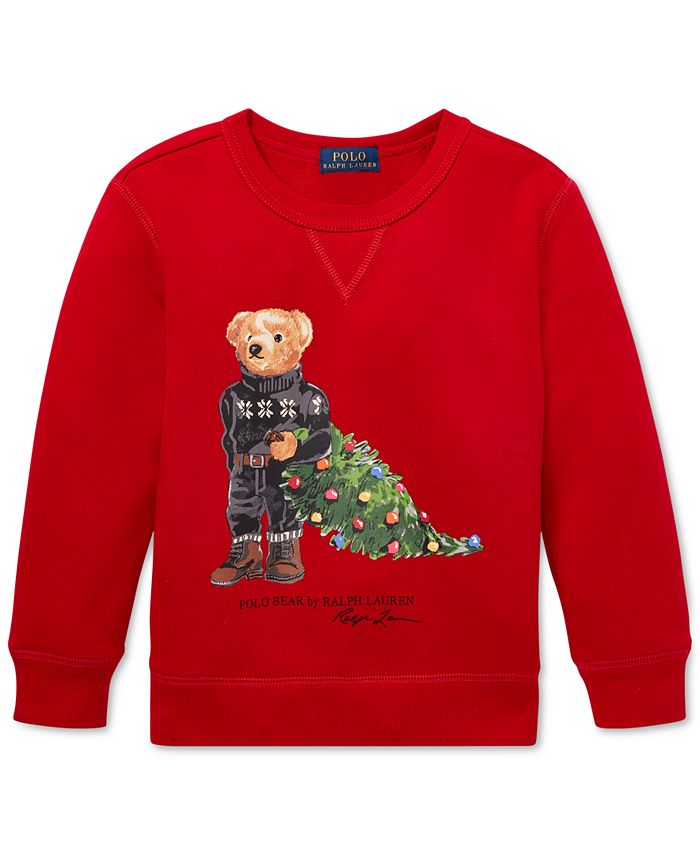 Polo Ralph Lauren Little Boys Holiday Bear Fleece Sweatshirt - Macy's