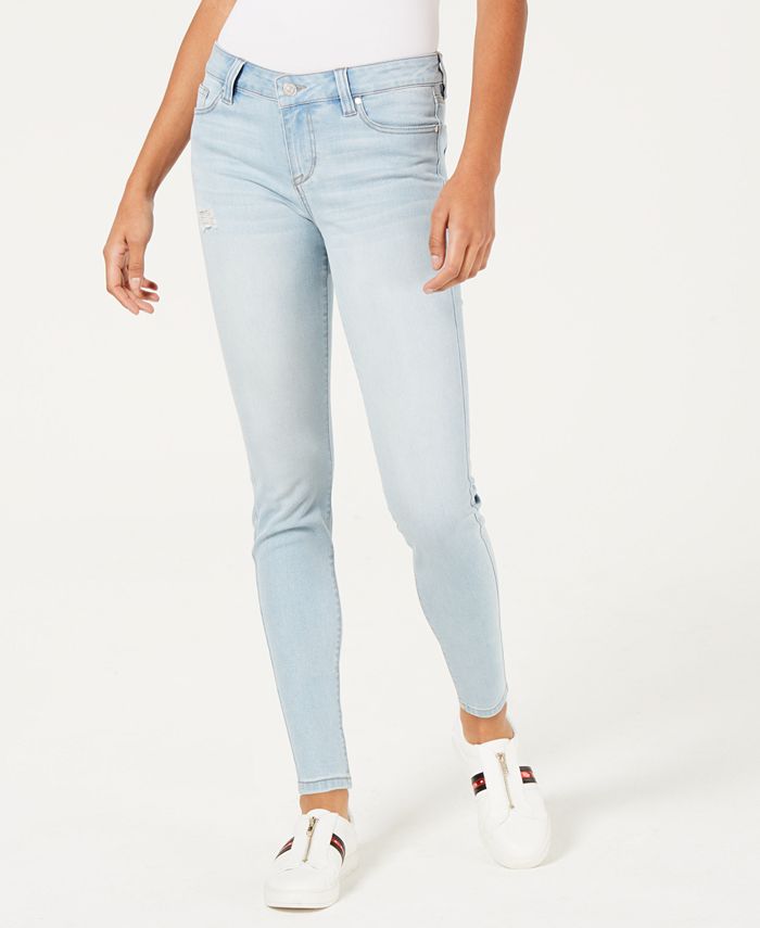 Celebrity Pink Juniors' Ripped Light Wash Skinny Jeans - Macy's