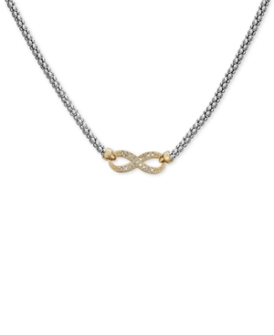 image of Diamond Two-Tone Infinity Pendant Necklace (1/8 ct. t.w.) in Sterling Silver & 14k Gold-Plate, 16-1/2