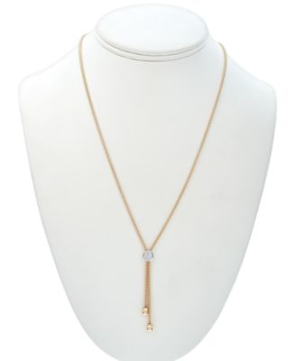 Diamond Two-Tone Lariat Necklace (1/8 ct. t.w.) in 14k Gold-Plated Sterling Silver, 20" + 3" extender