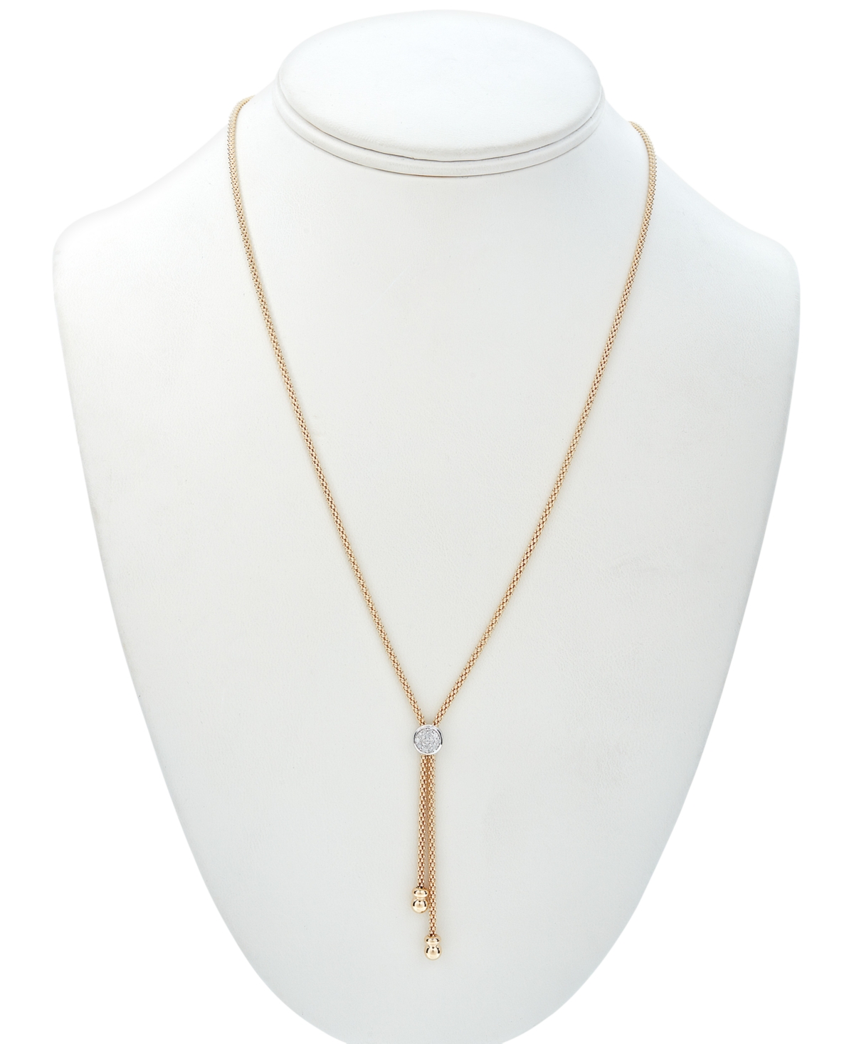 Diamond Two-Tone Lariat Necklace (1/8 ct. t.w.) in 14k Gold-Plated Sterling Silver, 20