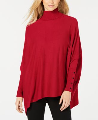 Alfani Women's Turtleneck Poncho Sweater, Created for Macy's - Macy's