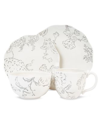 Edie Rose by Rachel Bilson - Hydrangea Black & White 4-Piece Place Setting