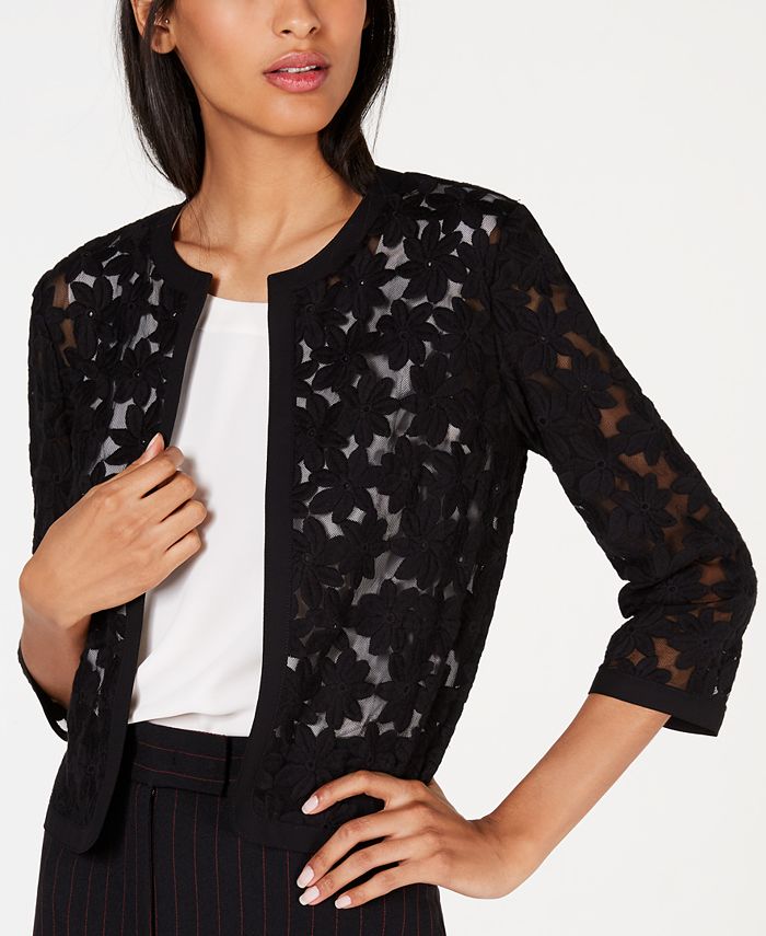 Anne Klein - Broderie Cropped Lace Cardigan