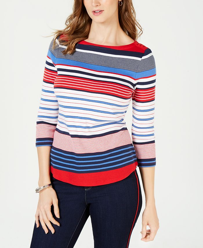 Charter Club Supima Cotton Striped Top, Created for Macy's & Reviews ...
