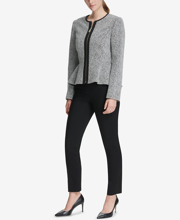 DKNY ZipFront Knit Peplum Jacket Macy's