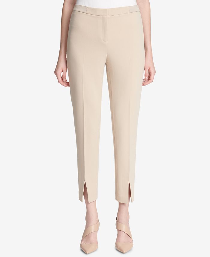 Calvin Klein Front-Slit Skinny Pants - Macy's