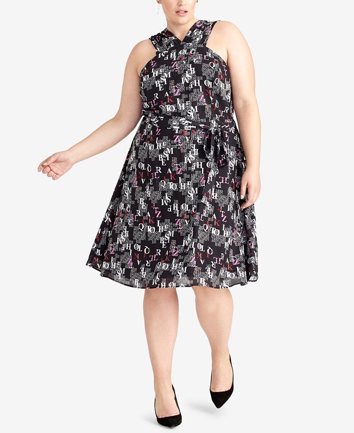 RACHEL Rachel Roy Plus Size Letter-Print Dress, Created for Macy's - Macy's