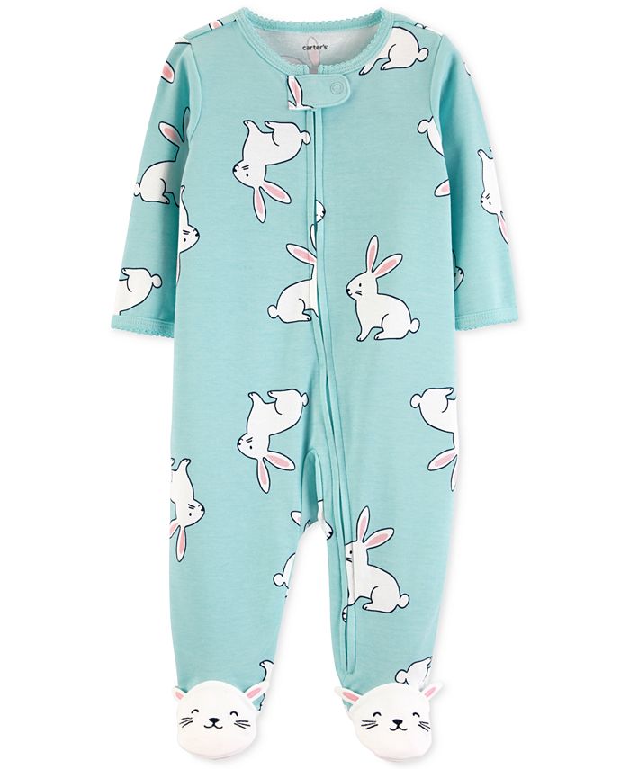 Carter's Baby Girls 1Pc. Bunny Cotton Footed Pajamas Macy's