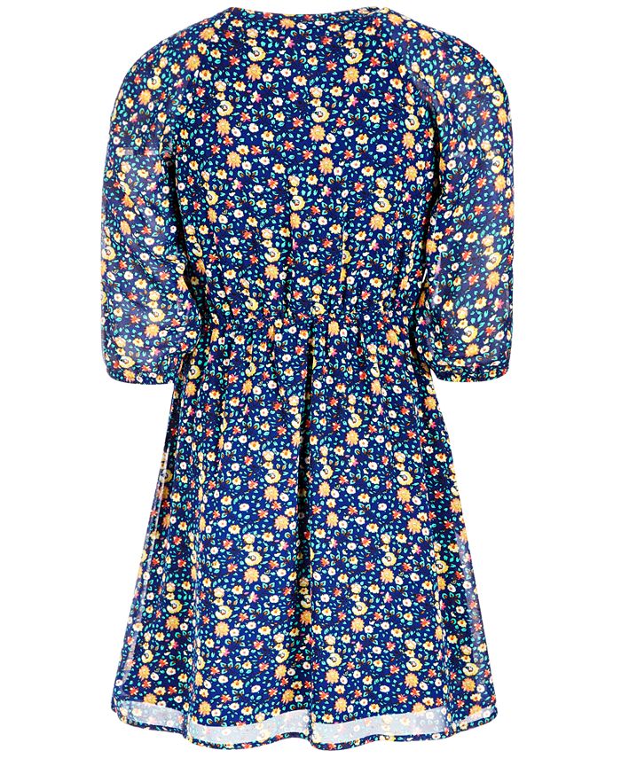 Monteau Big Girls Floral-Print Wrap Dress - Macy's