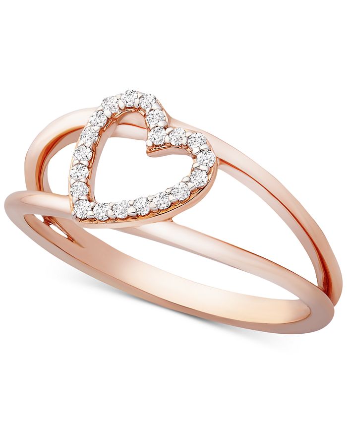 Wrapped Diamond Heart Ring 1 10 ct. t.w. in 14k Rose Gold