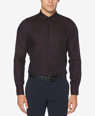 Perry Ellis Men's Slim-Fit Dot Check Jacquard Shirt - Macy's