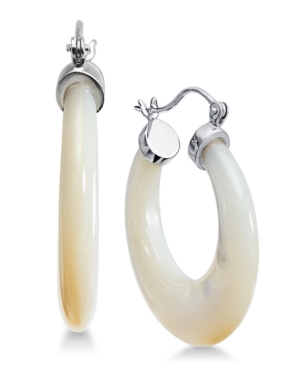 image of Mother-of-Pearl Hoop Earrings in Sterling Silver