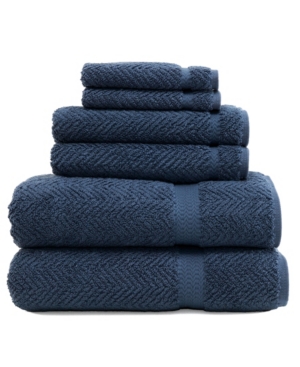 Linum Home Midnight Blue Herringbone 6-piece Towel Set In Navy
