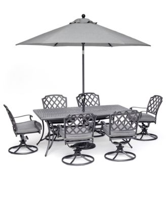 Agio - Grove Hill II Outdoor Aluminum 7-Pc. Dining Set (72" X 38" Table & 6 Swivel Chairs) With Sunbrella&reg; Cushions