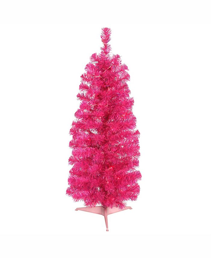 Vickerman 3 ft Pink Pencil Artificial Christmas Tree With 50 Pink