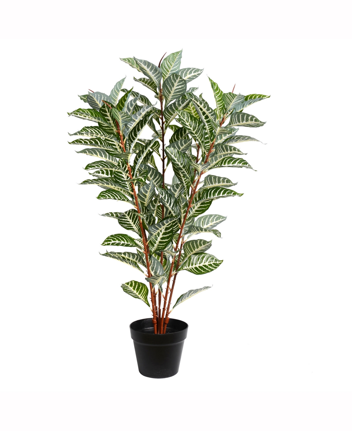 35" Artificial Green Real Touch Zebra Plant In Pot With 125 Leaves